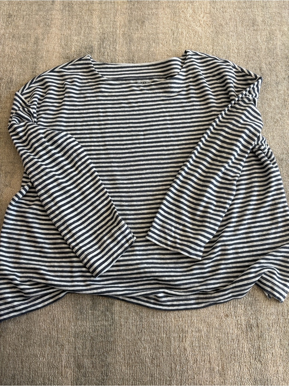 Haven Striped Boatneck Long-Sleeve Top - B & W XL & M/L Talbots blue shrug